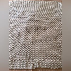 Vintage Handmade Crochet Afghan Throw Baby Lap White 50in X 52in